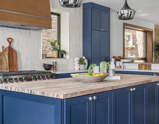 blue kitchen cabinets